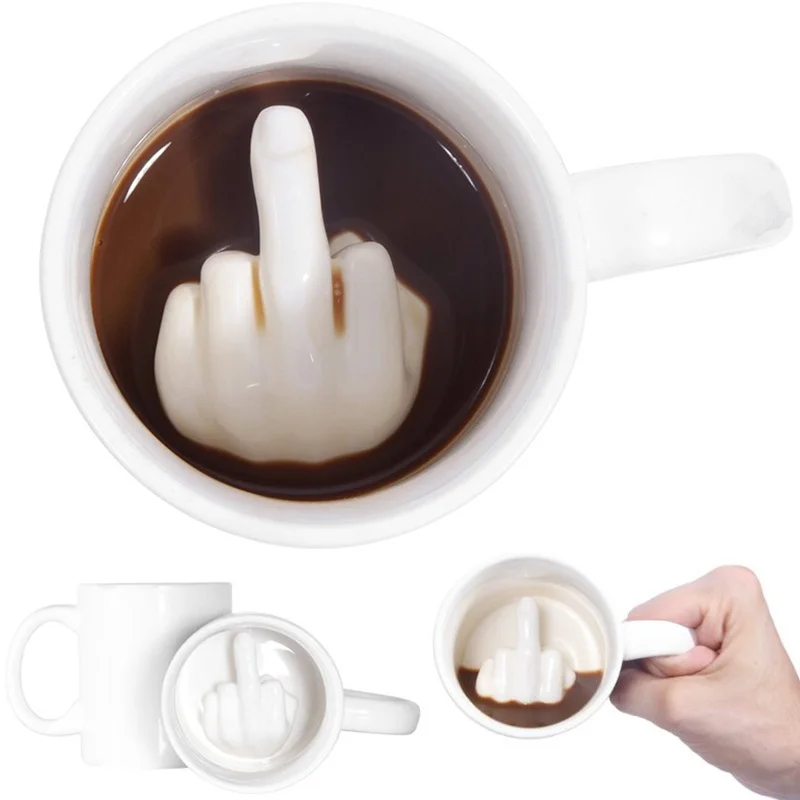 Новое поступление творческий дизайн белый средний палец кружка Новинка