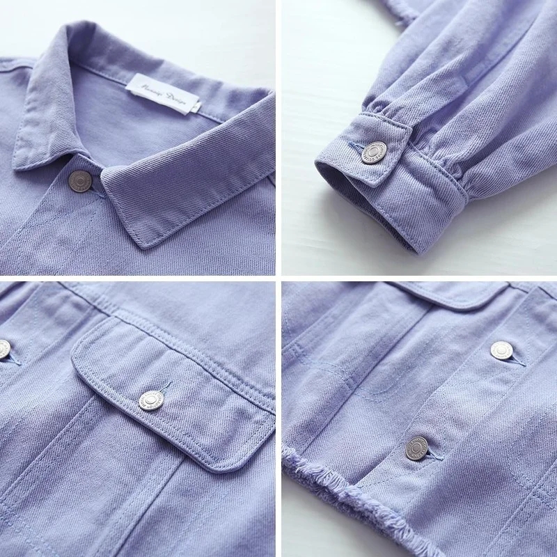 

Basic Jackets Women Purple All-match Teens Streetwear Students Daily Ulaazng BF Casual Loose Solid Spring 2021 Outerwear Clothes