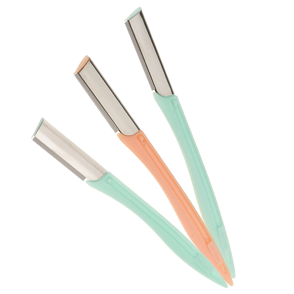 

Lot 3 Women Face & Eyebrow Hair Removal Safety Razor Brow Trimmer Shaper Shaver Beauty Tools Set Kit Stainless Steel Blade
