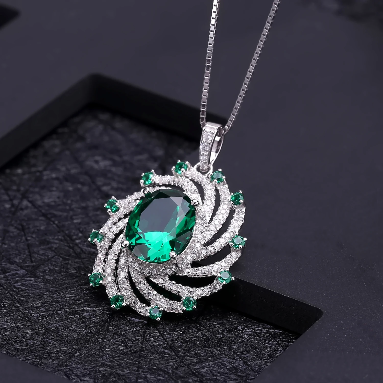 GEM'S балет, роскошный нано изумрудно-зеленый винтажный комплект ювелирных изделий, 925 пробы, серебряное кольцо, серьги, кулон, наборы для женщин, хорошее ювелирное изделие