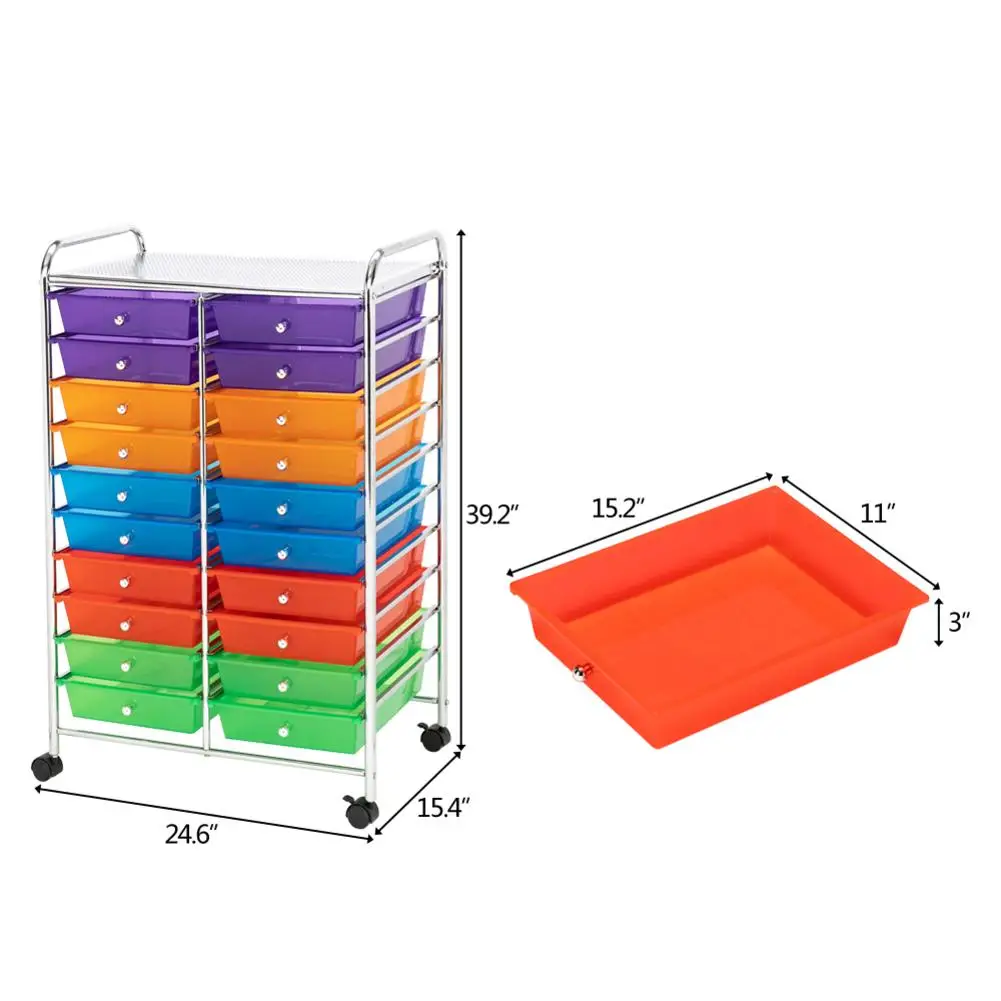 

20-Drawer Storage Box Thickened Cart Sundries Case Plastic Boxes Stackable Box Organizer Storage Rack Multi-Color Home Supplies