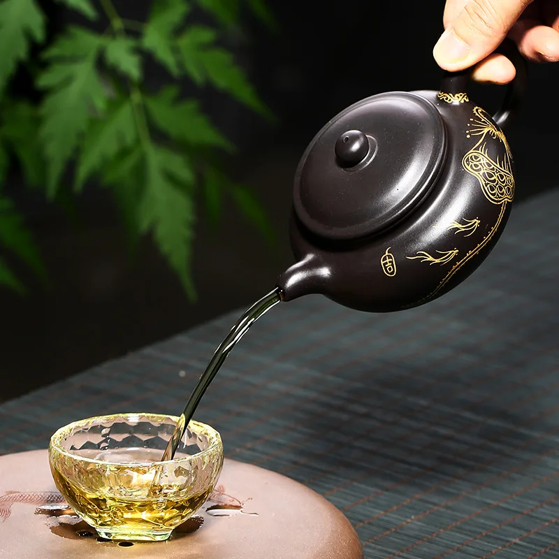 Черная ручная роспись исинский чайник из руды высококачественный кунг фу ручной