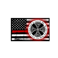New High-quality Car-Stickers God So Loved The World Firefighter Flag for Bumper Suv Vinyl Decal Auto Exterior Decoration 138cm