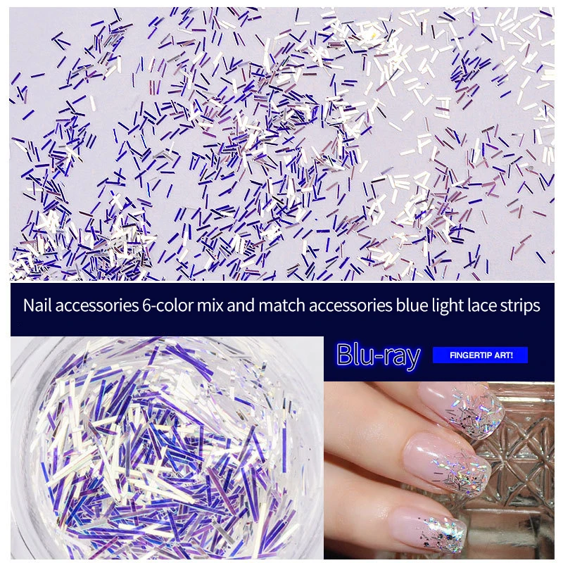 

Nail Art Decor Six Color Suit Nail Art Glitter Sequins Blue lace Sequins Symphony Long Short Lace Stickers Decoration