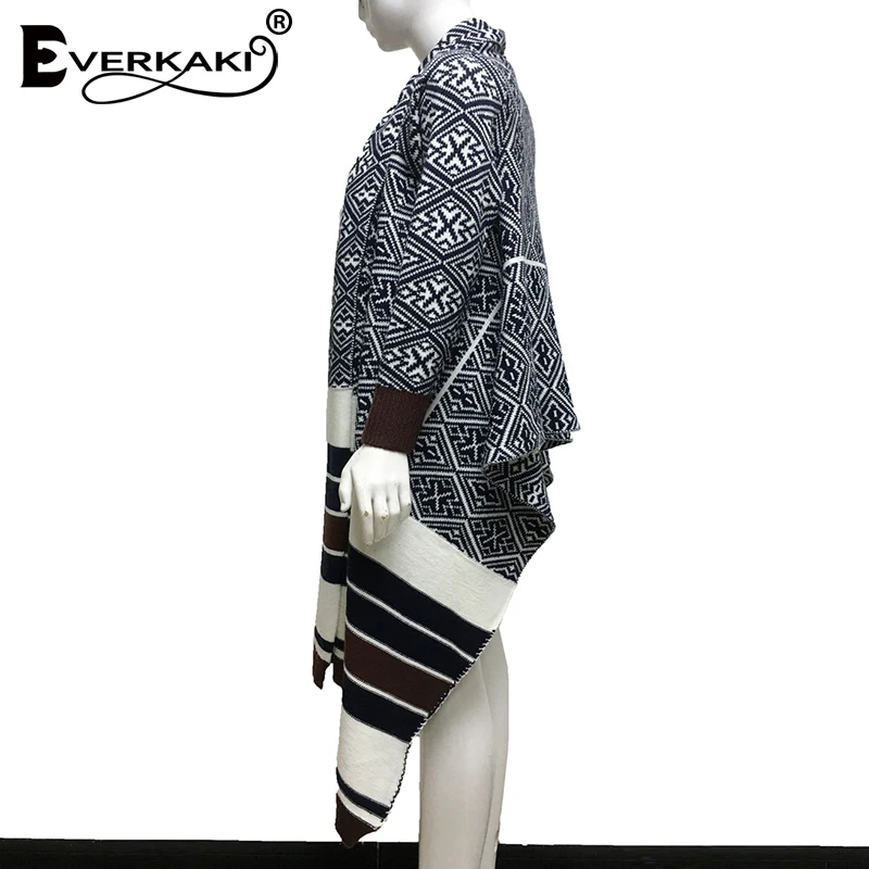 Everkaki Boho трикотажные кардиганы свитер Женское пальто зимние свободные толстые