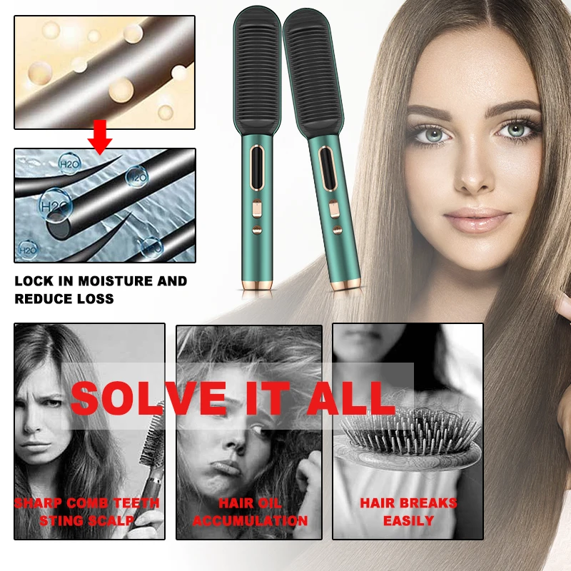 

Hair Straightener Tourmaline Ceramic Hair Curler Brush Hair Comb Straighteners Curling Hair Iron