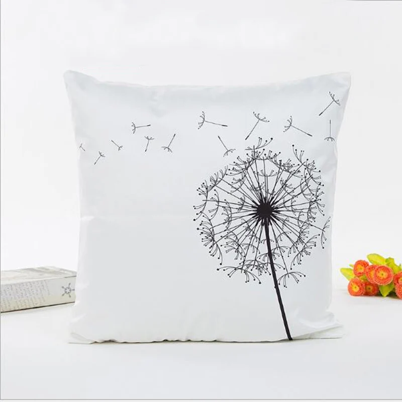 Новый дизайн Одуванчик маленькая свежая Автомобильная подушка черно белая