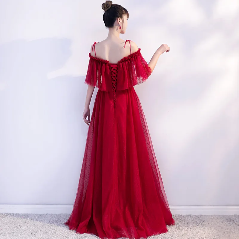 Одежда для тостов невесты 2019 Новый Стиль Красное длинное платье с открытыми