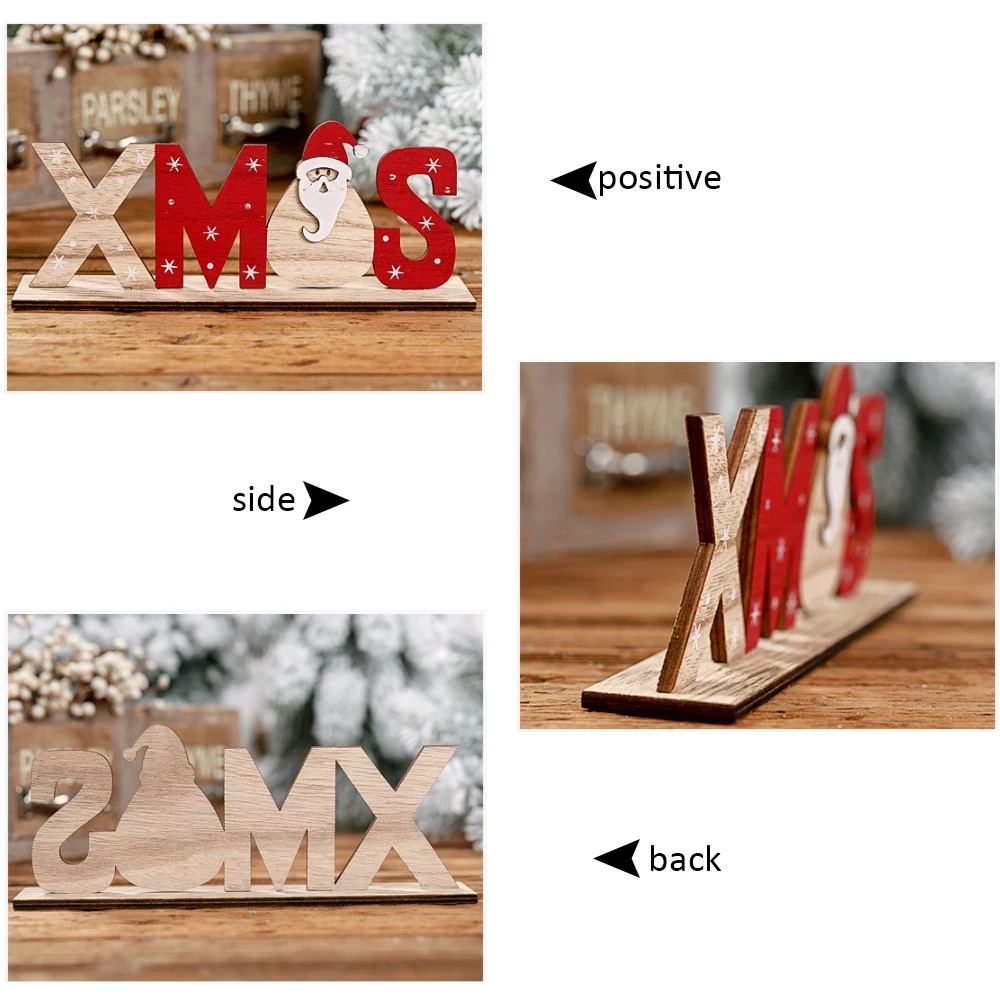 2020 настольные украшения из натурального дерева Рождественская елка снеговик