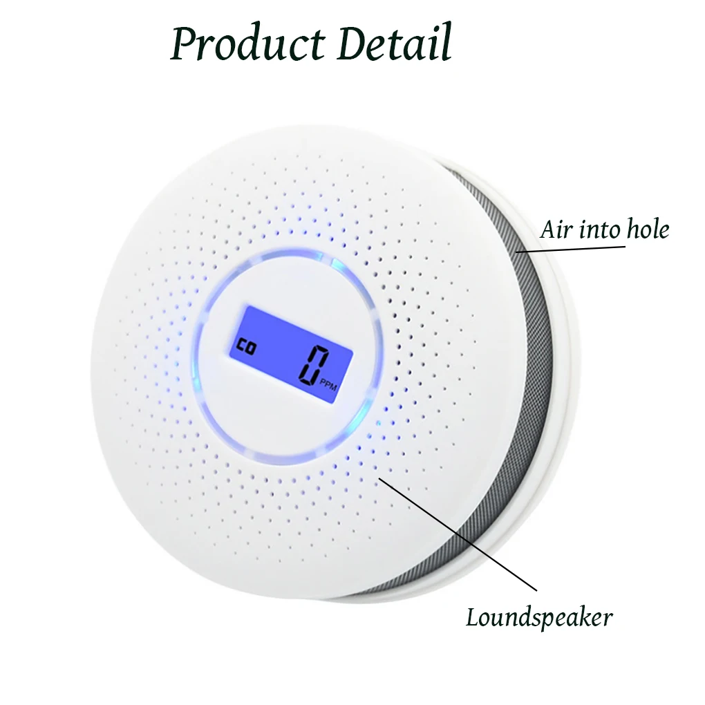 

2 in 1 Fog Detector Sound-light Alarm Composite Sensor Clock LED Indicator Warning Digital Display for BBQ Home