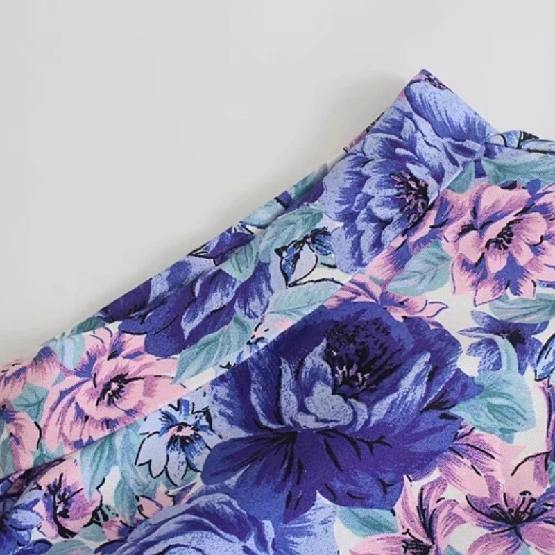 

Summer Women Flower Printing Single Breasted Siamese Shorts Casual Lady Turndown Collar Loose Jumpsuits P2027
