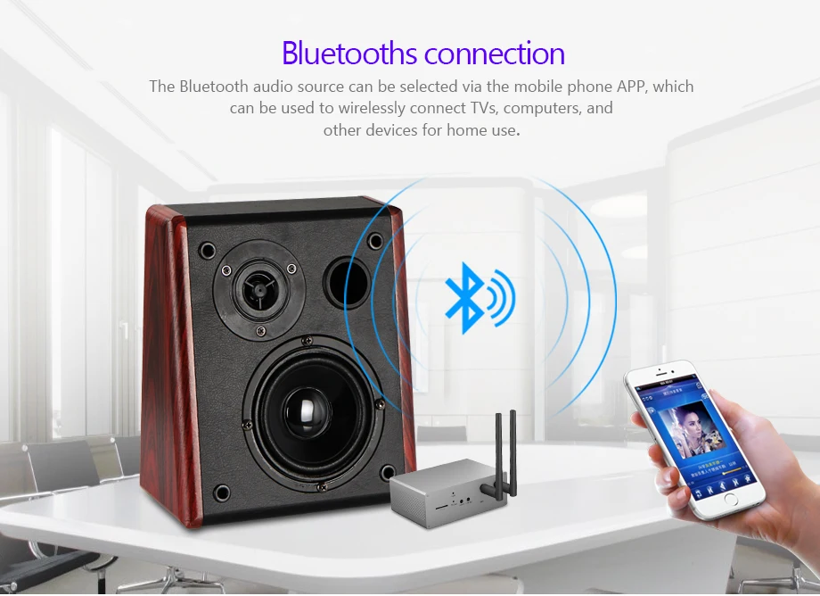 Oupushi Wifi высококачественный настенный динамик, акустическая система, настенное крепление, аудио деревянный внутренний динамик