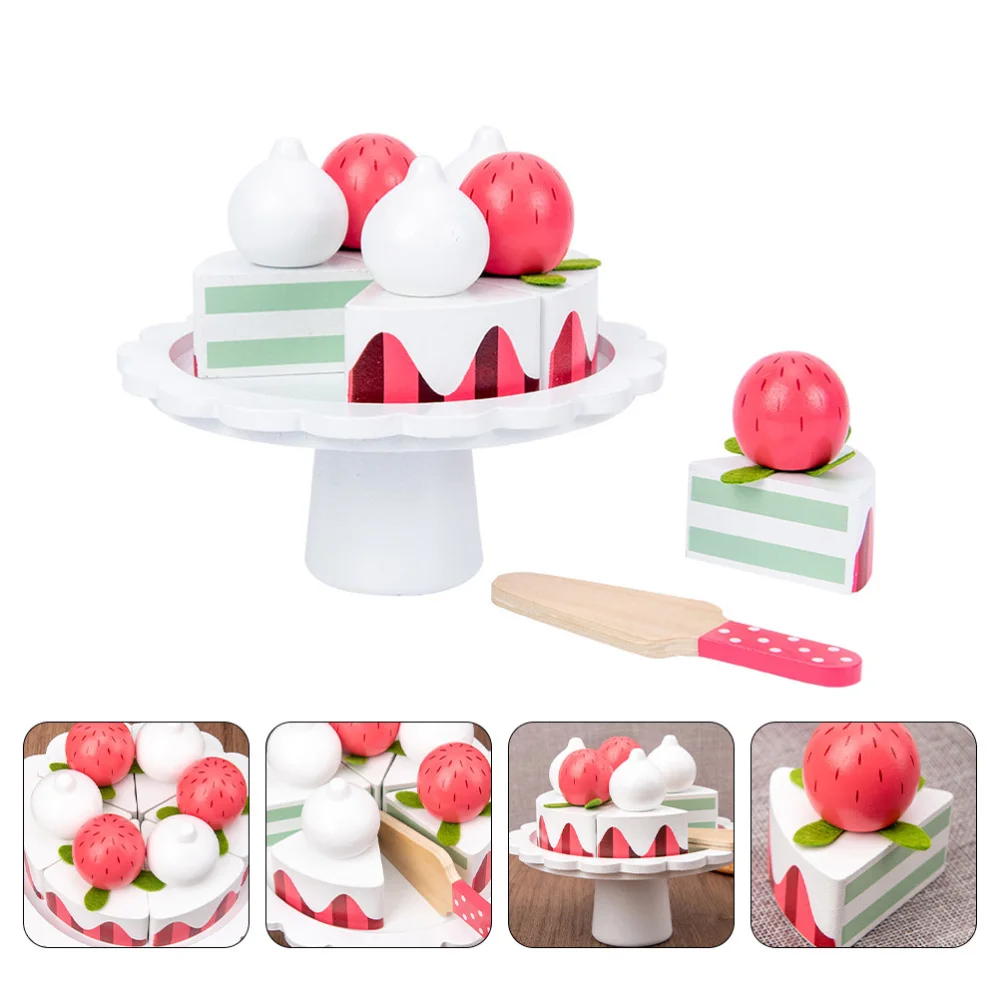 

1 Set Kids Simulation Wooden Cake Cutting Toys Set Kdis Food Cutting Toys