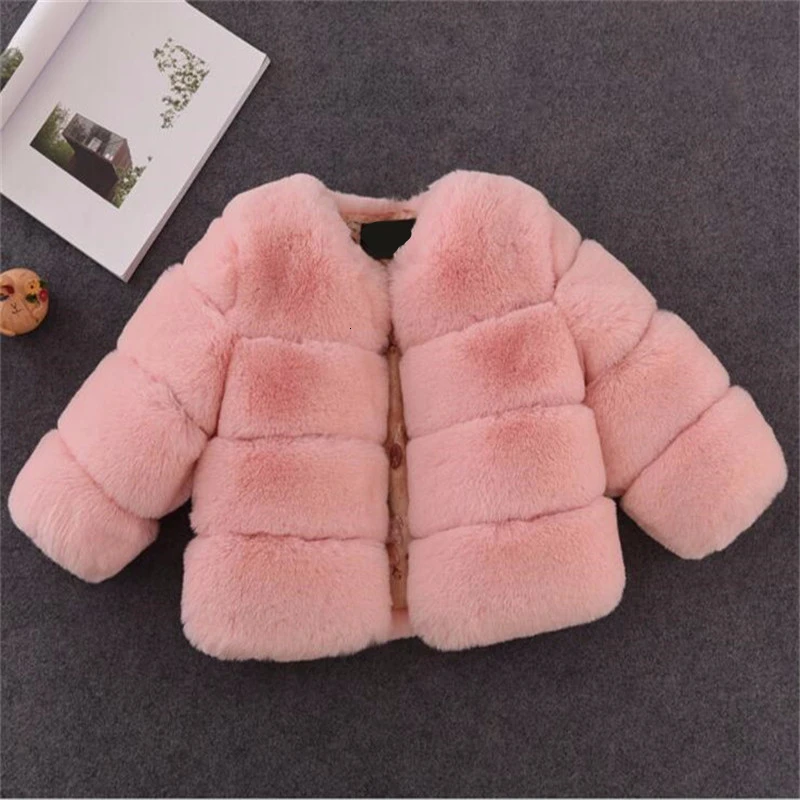 

Girls Fur Jacket for Children Tops Clothes 2021 New Baby Kids Jackets Warm Thicken Coat Solid Color Boys Faux Fur Outwear Coat
