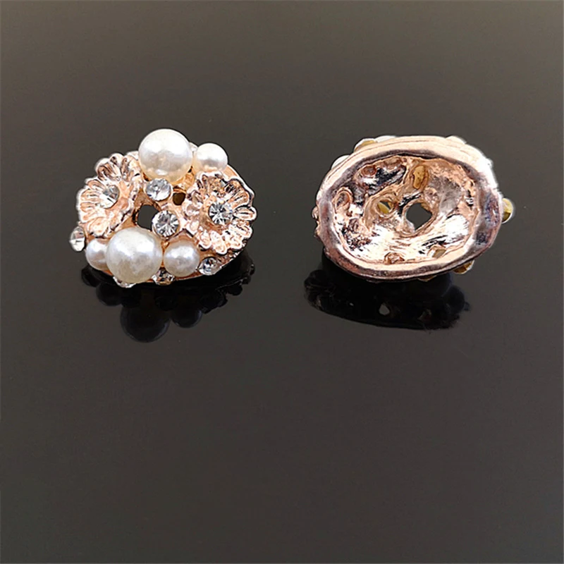 2017New 60 шт. цвета: золотистый с украшением в виде цветов и стразы дуги кнопка для DIY