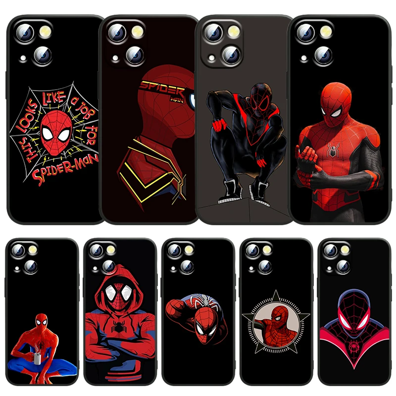 

Hot Marvel SpiderMan Art For Apple iPhone 13 12 11 SE XS XR X 7 8 mini Plus Pro MAX 2020 Black Soft Phone Case Funda Capa