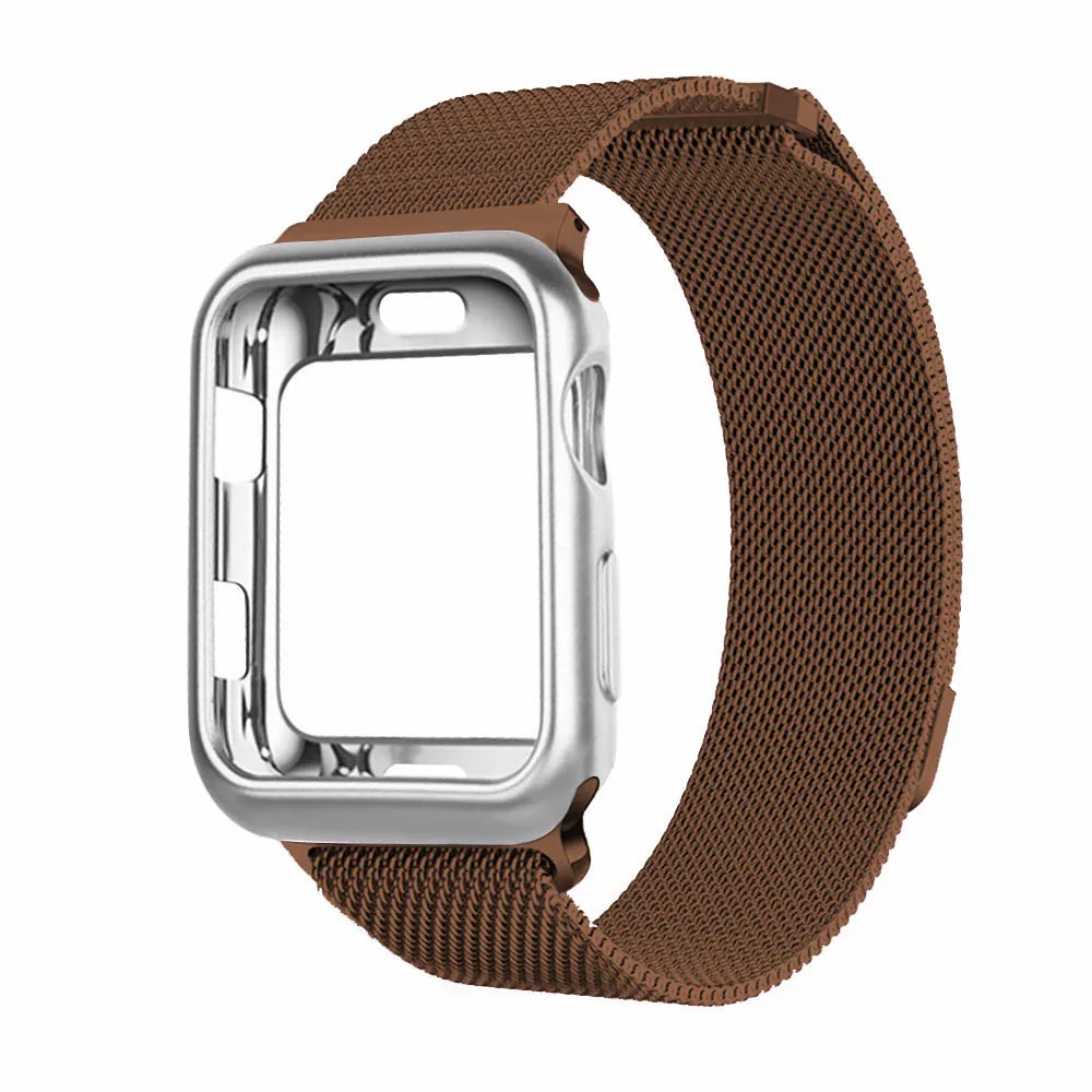 Browm Миланский ремешок+ чехол для 38 мм 42 мм apple iwatch series 3 2 1 ремешок 40 мм 44 мм для apple watch 4 pulseira аксессуары для браслетов - Цвет ремешка: Browm