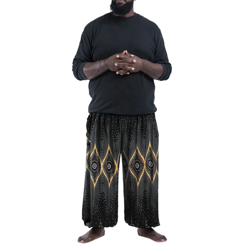 Мужские повседневные свободные хиппи штаны для йоги Мешковатые брюки в стиле