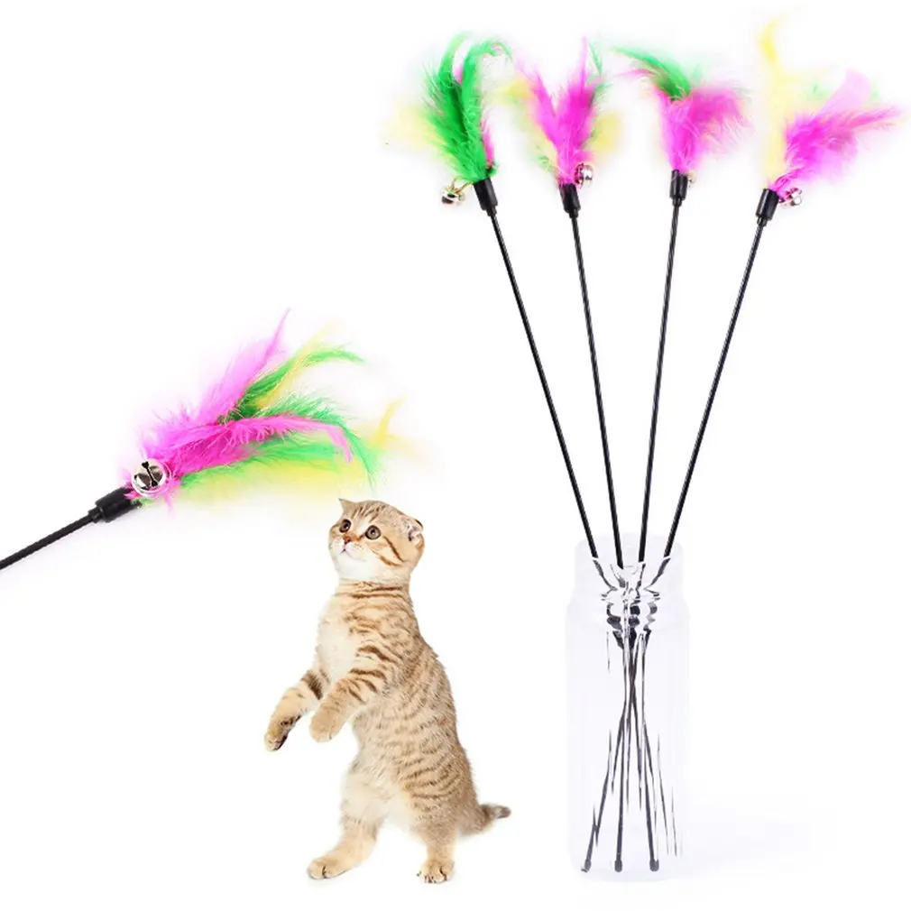

Cat Toys Soft Colorful Cat Feather Bell Rod Toy for Cat Kitten Funny Playing Interactive Toy Pet Cat Supplies