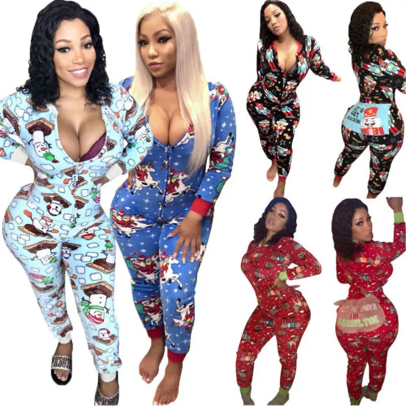

Женская Печать Тонкий Клубная одежда комбинезон боди вечерние Рождественский комбинезон пижамы брюки комбинезон осенняя одежда 2020 Новый