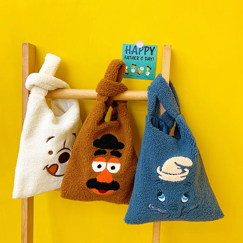 

Ins Plush Embroidery Pattern Popular Fashion Portable Bags Pencil Bag 8 Styles High Capacity Totes Handbag Document Bag