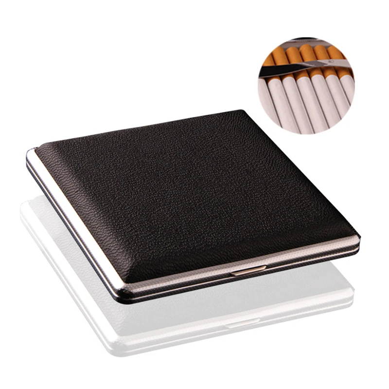 Кожаный чехол для сигарет креативный объем 20 палочек с железным зажимом