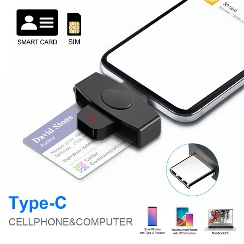 Устройство для чтения смарт-карт USB Type-C EMV электронное устройство карт памяти DNIE