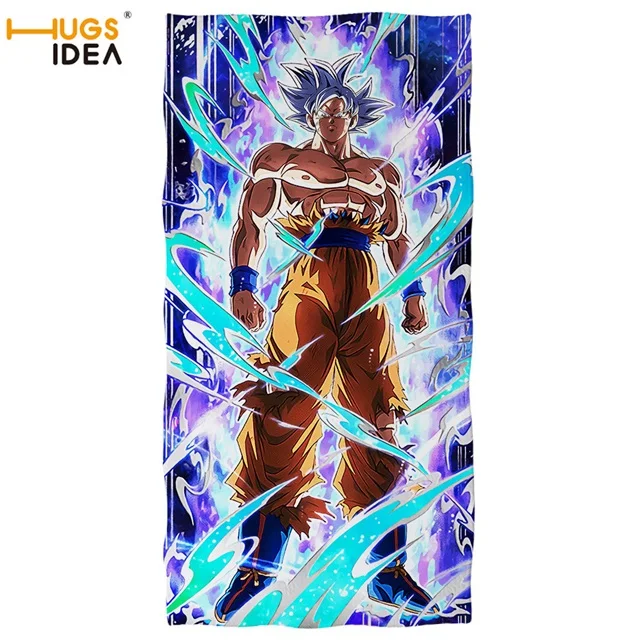 HMF705 HUGSIDEA Cool Goku Dragon Ball Z одеяло мягкая ванна/пляжное полотенце Аниме Драконий жемчуг зет Harajuku ткань с принтом ручной полотенце утолщенное дорожное полотенце - Цвет: HMF705