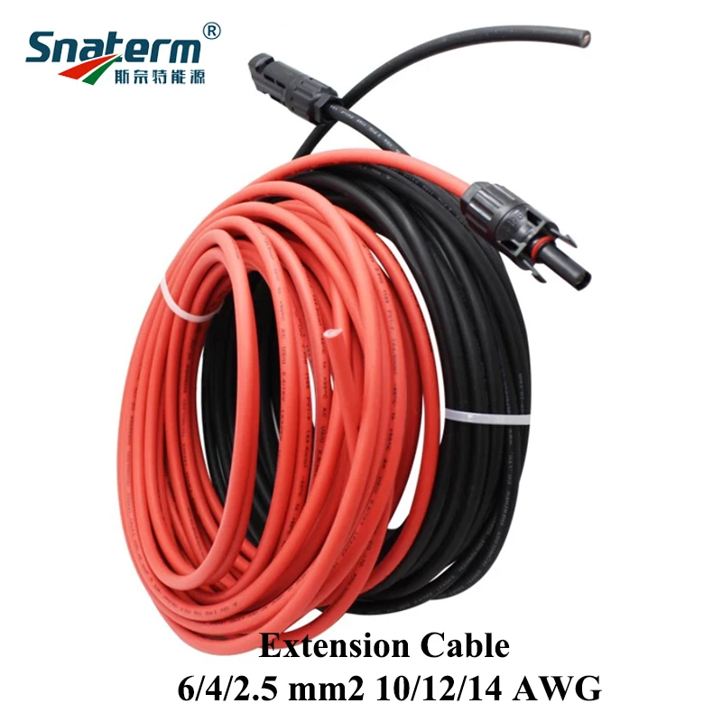 1 красный + черный солнечный PV Кабельный разъем медный провод на солнечной