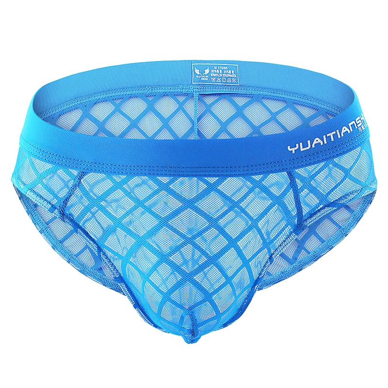 Мужские трусы брифы из дышащей сетчатой ткани черные однотонные Трусы со средней