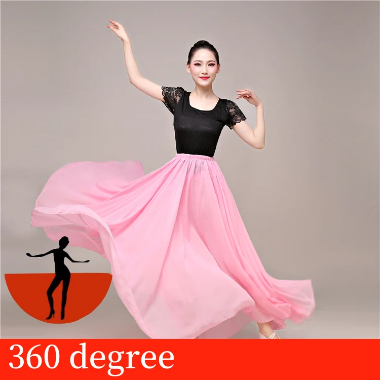 pink 360 Женское фламенко платье фестиваль женские танцевальные костюмы живота сценическая юбка для фламенко Испания Бальные Танцевальные Костюмы SL1450 - Цвет: pink 360
