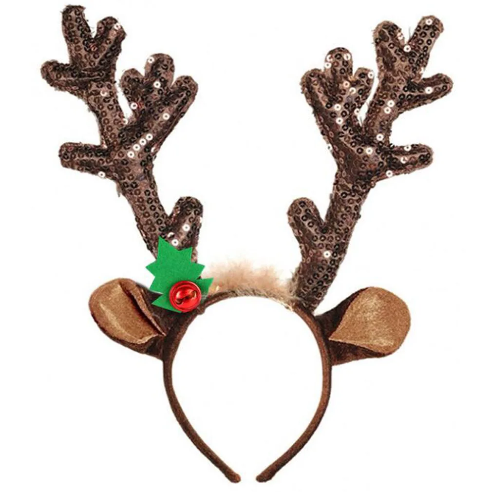 Головной убор рождественское с блестками Antlers плюшевые на дерево лист