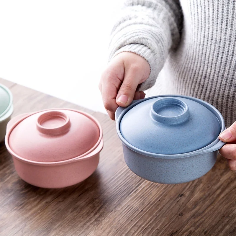 Ланч лоток посуда суповая чаша с крышкой Tureens из чистой натуральной пшеничной
