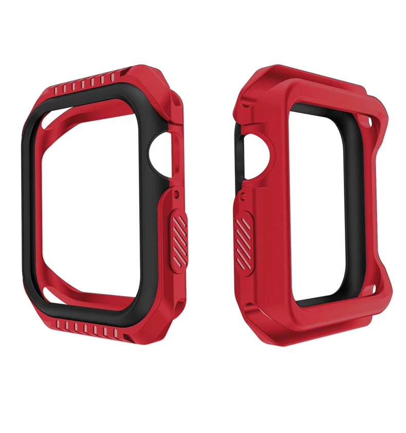 Силиконовый + жесткий армированный чехол для Apple Watch 4 5 40 мм 44 рамка полноразмерный