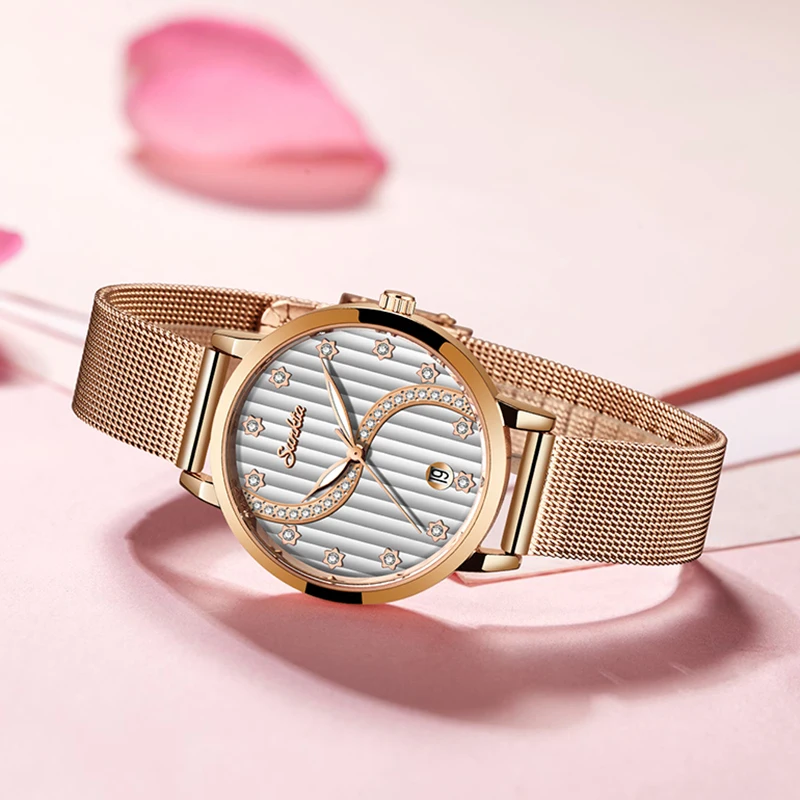 Reloj Mujer SUNKTA женские часы Лидирующий бренд Роскошные для девушек с сетчатым