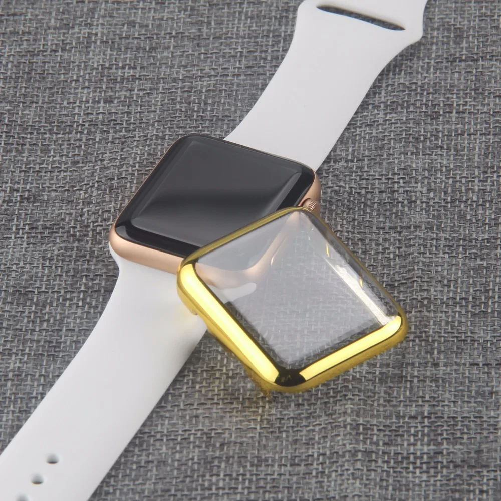 Чехол из поликарбоната для Apple Watch 4, 3 ремешка, защитная лента для экрана 42 мм, 44 мм, 38 мм, 40 мм, защитная пленка 44