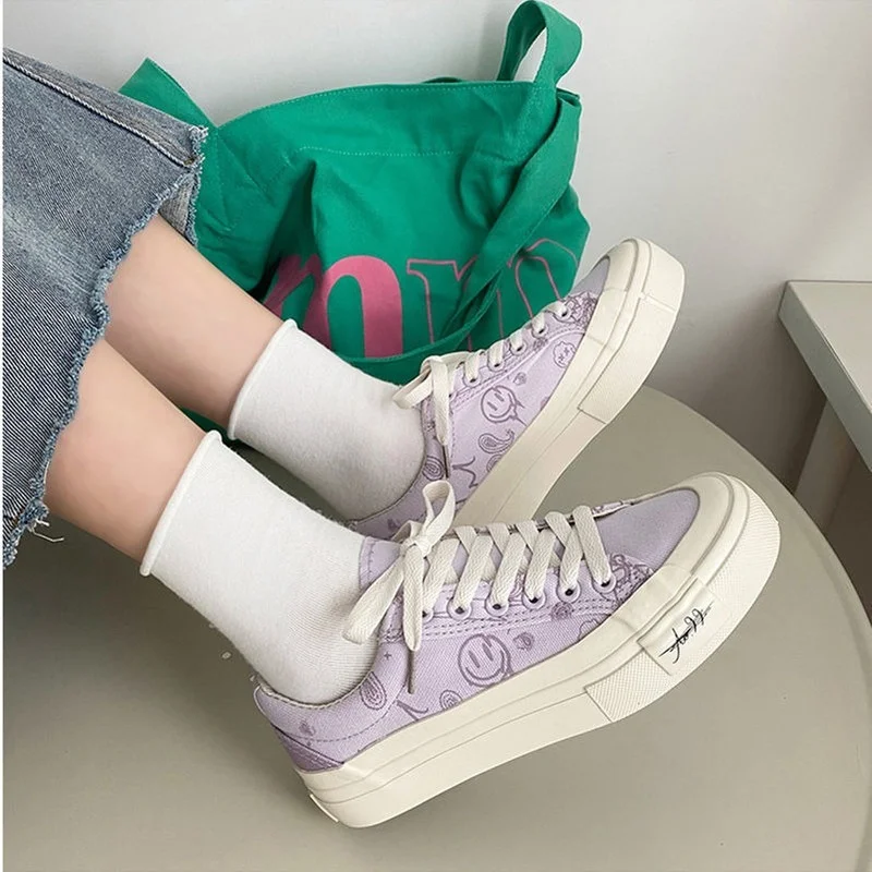 

Fashion Zapatillas Mujer Cartoon Print Women's Espadrilles Shoes for Women 2021 Autumn Canvas Sneakers Casual Ladies Footwear
