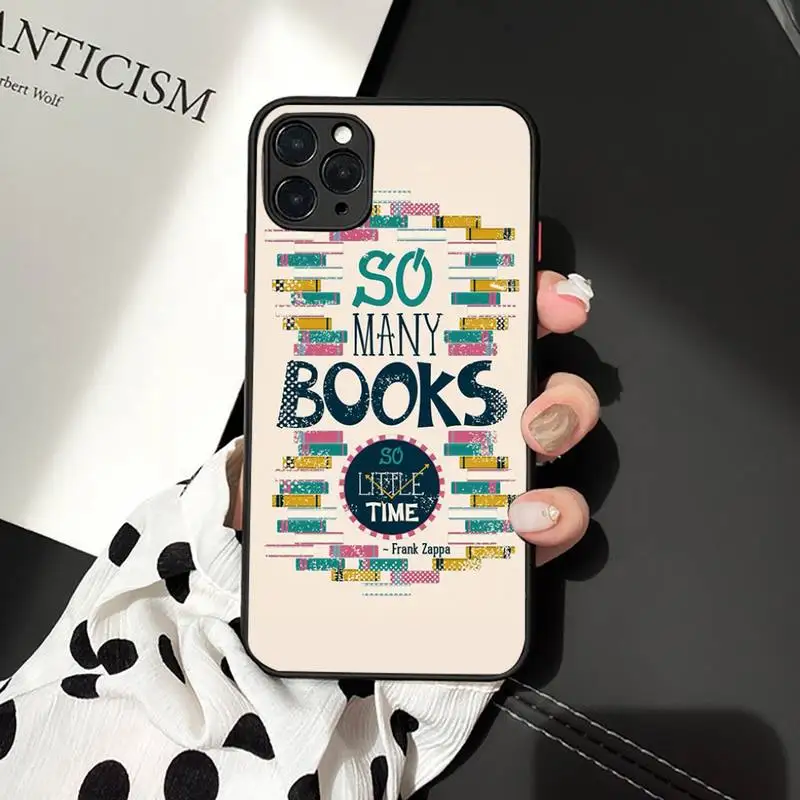 

Books Pile Library Reading Phone Case Matte Transparent for iPhone 7 8 11 12 s mini pro X XS XR MAX Plus cover funda