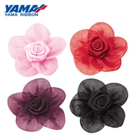 yama flower ribbons diameter 38mm%c2%b13mm 100pcsbag polyester organza ribbon diy dress accessory gift packing decor
