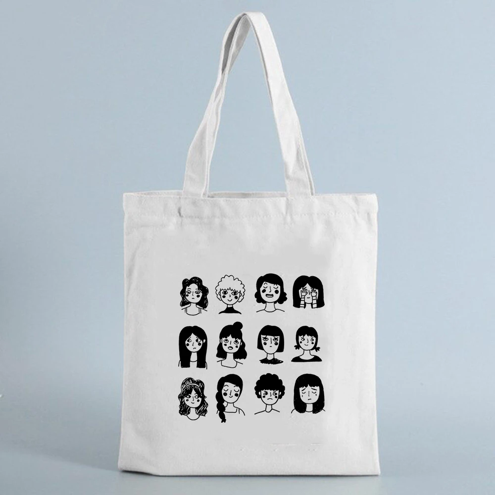 

2021 Women Canvas Shoulder Bags Cartoon Pattern Print Reusable Shopping Canvas Tote Fashion Travel Eco Bags ladies canvas Bags