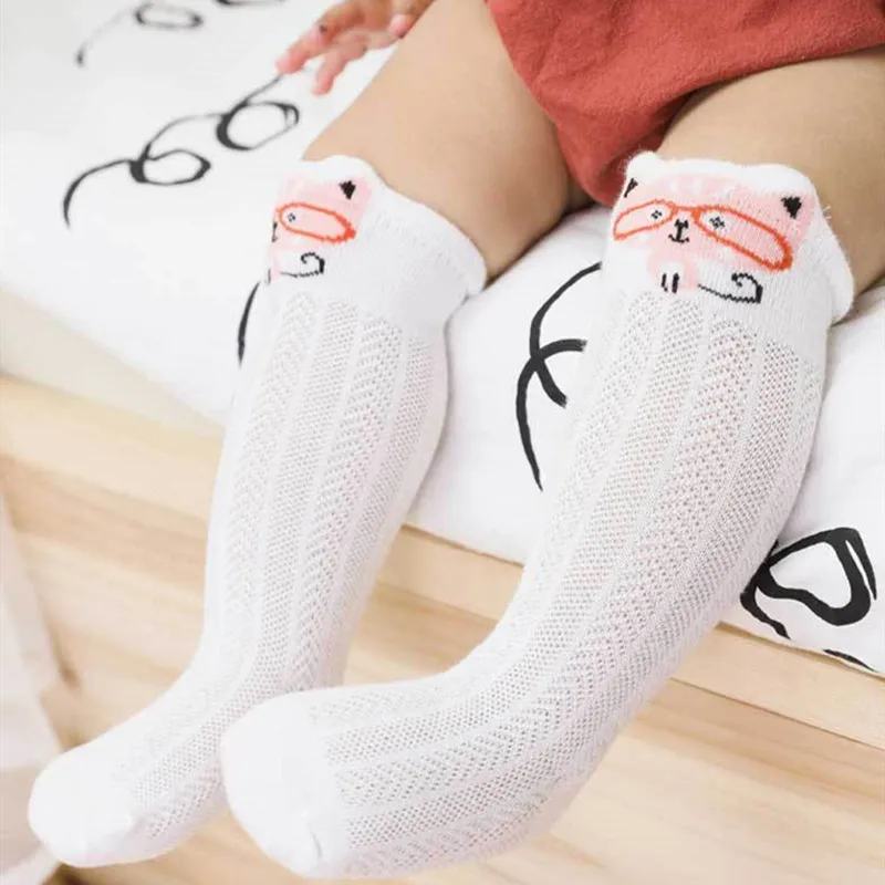 Calcetines de algod&oacute;n para ni&ntilde;a peque&ntilde;a, calentadores de piernas transpirables, medias hasta la rodilla para reci&eacute;n nacido, con dibujos animados, 3 unids/lote-5