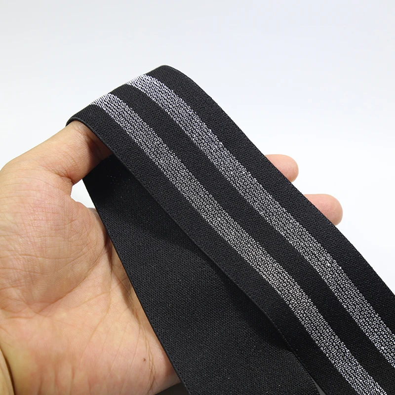 Благоприятная для кожи Золотая и серебряная эластичная ленточная ткань ремень