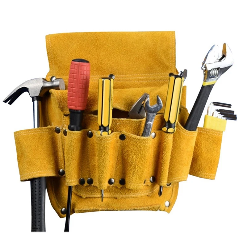 

Leather Tool Pouch Home Decoration Electric Woodworking Hardware Tool Waist Bag Thickened Wear Resistant Cowhide Electrical Bag