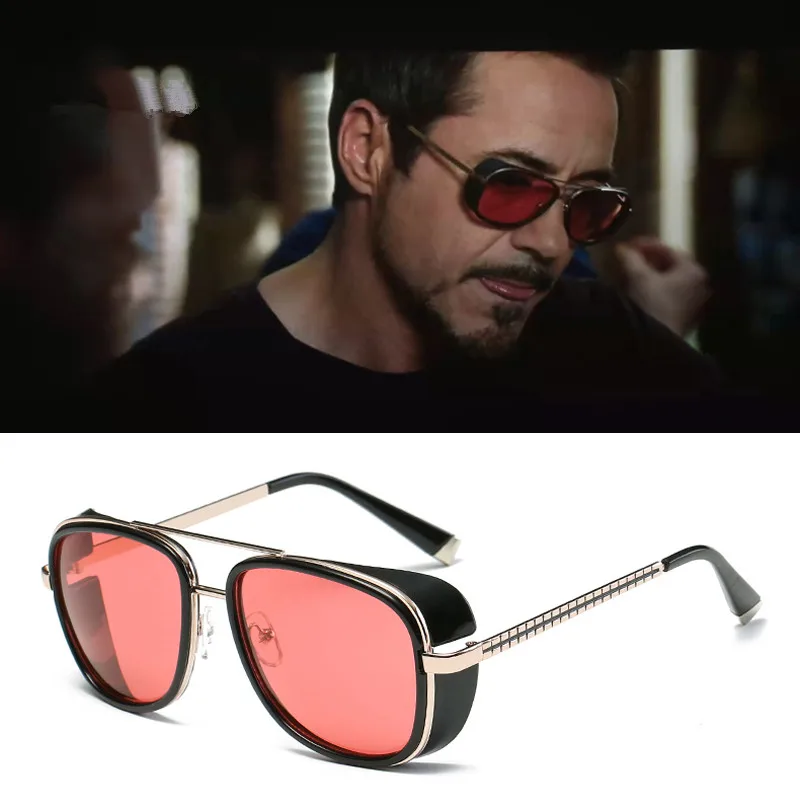 Мужские зеркальные солнцезащитные очки Tony Stark Винтажные Солнцезащитные