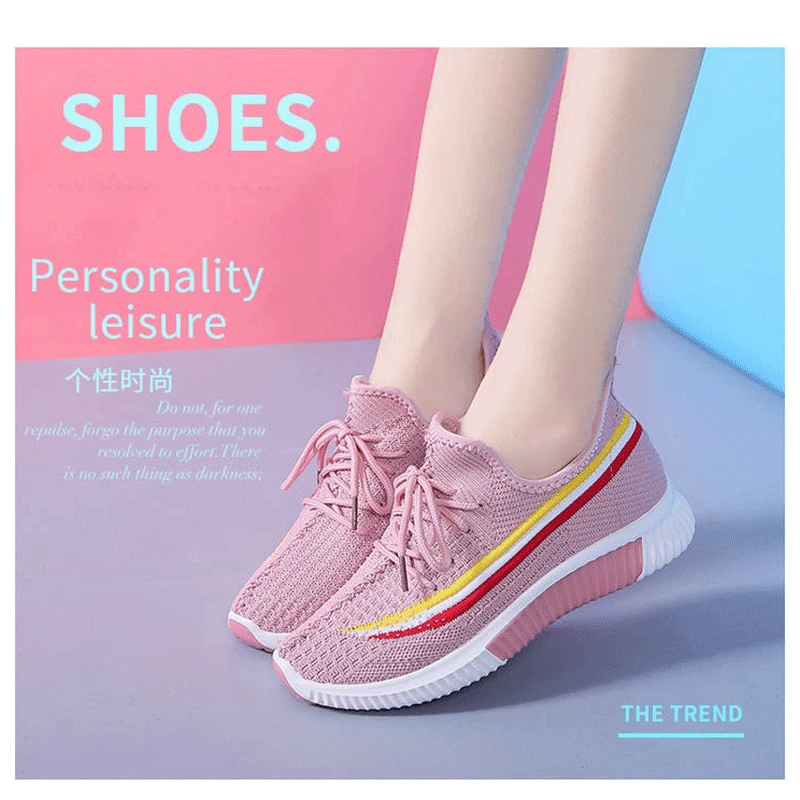 

Women Shoes 2021 Fashion Fly Weave Sneakers Women Breathable Platform Casual Shoes Women Lace Up Sport Shoes Zapatillas Mujer