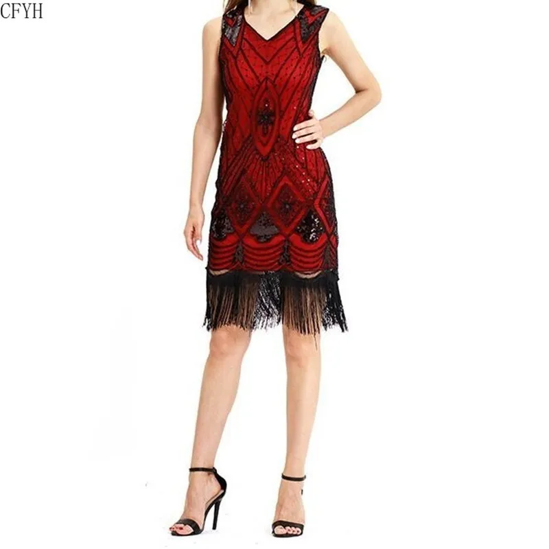 Женское винтажное платье с оборками и рукавами в стиле арт деко украшенное