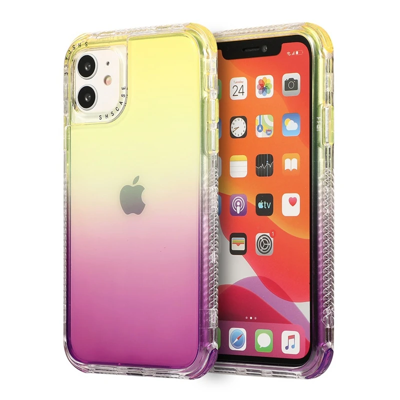 for iphone 11 transparent hard pc phone cover case for apple iphone 11 pro max colorful gradient back case protect funda capa free global shipping