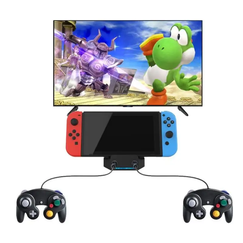 

TV Adapter Converter Charging Conversion Base Portable Charging Station Dock Station With 2 Ports For Nintendo Switch