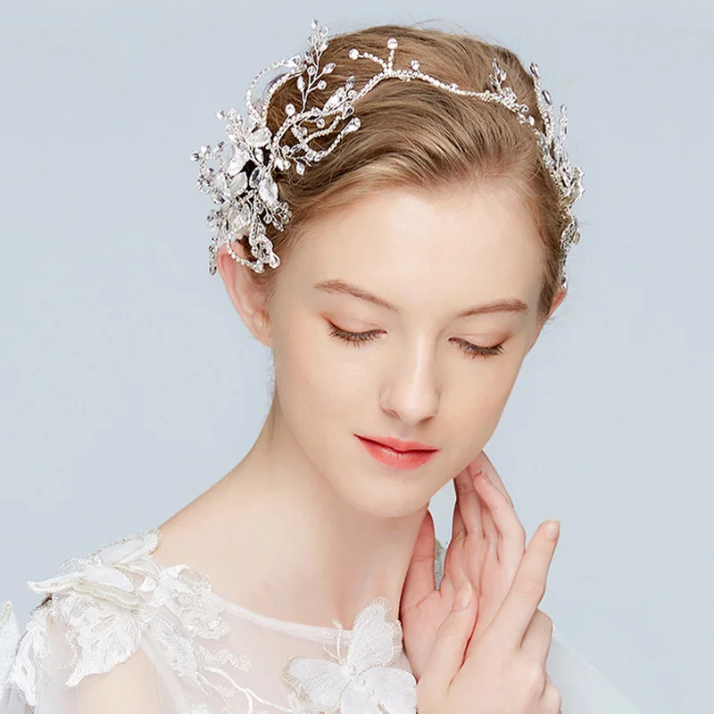 Женская повязка на голову ручной работы изящная свадебная тиара с кристаллами и
