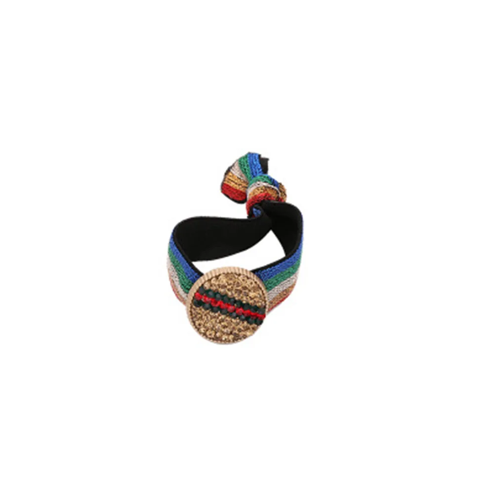

Shiny Rhinestones Buckle Hair Band For Women Striped Hair Rope Tie Hair Ornaments Rubber Band Wide-brimmed Elastic Hair Ring